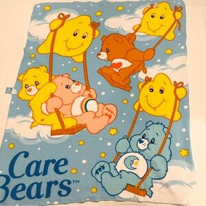 Vintage 2005 Care Bears Fleece Throw Blanket Stars & Clouds Blue Northwest Co
